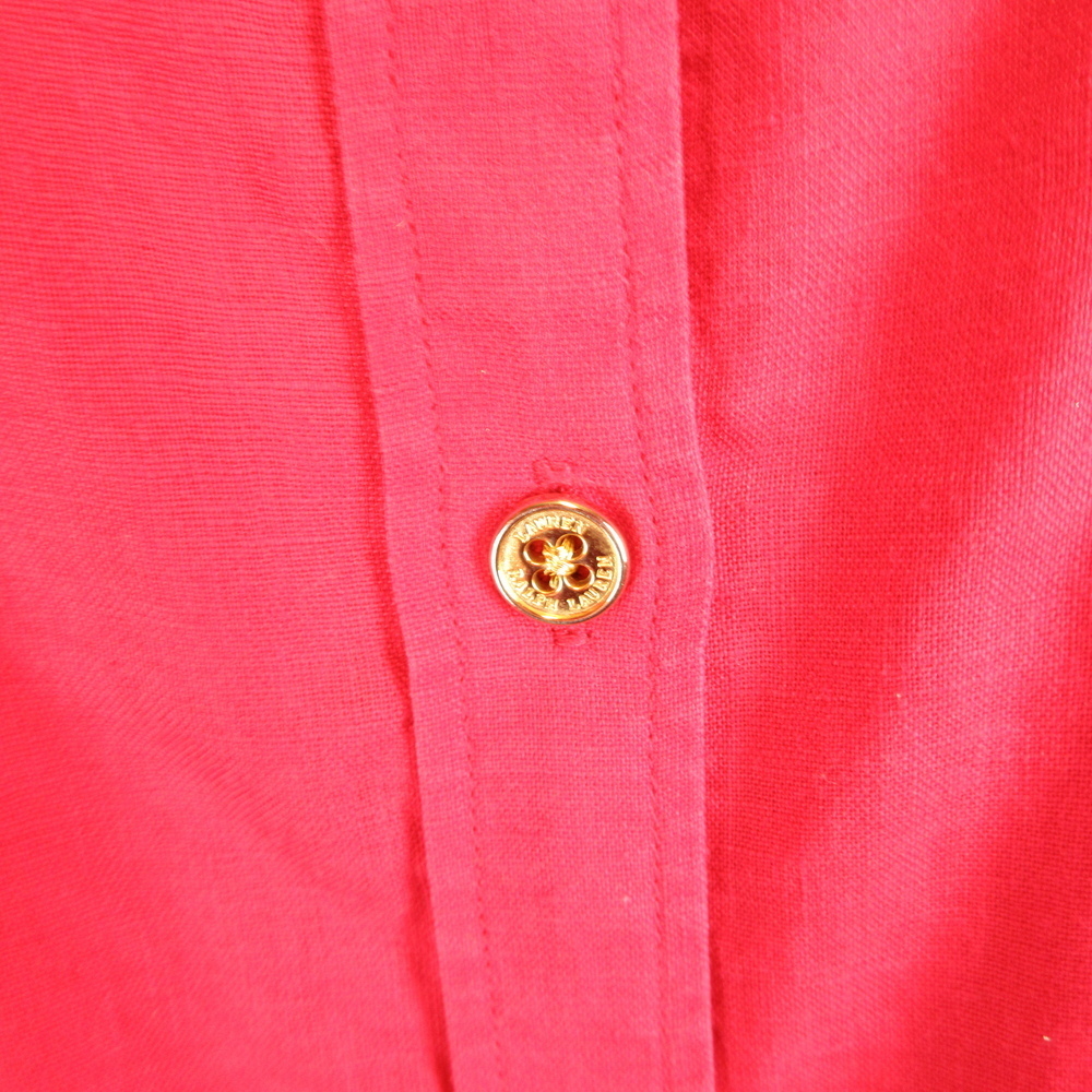 Lauren Ralph Lauren Red Linen Utility Button-Down Shirt Size XL - Picture 4 of 10